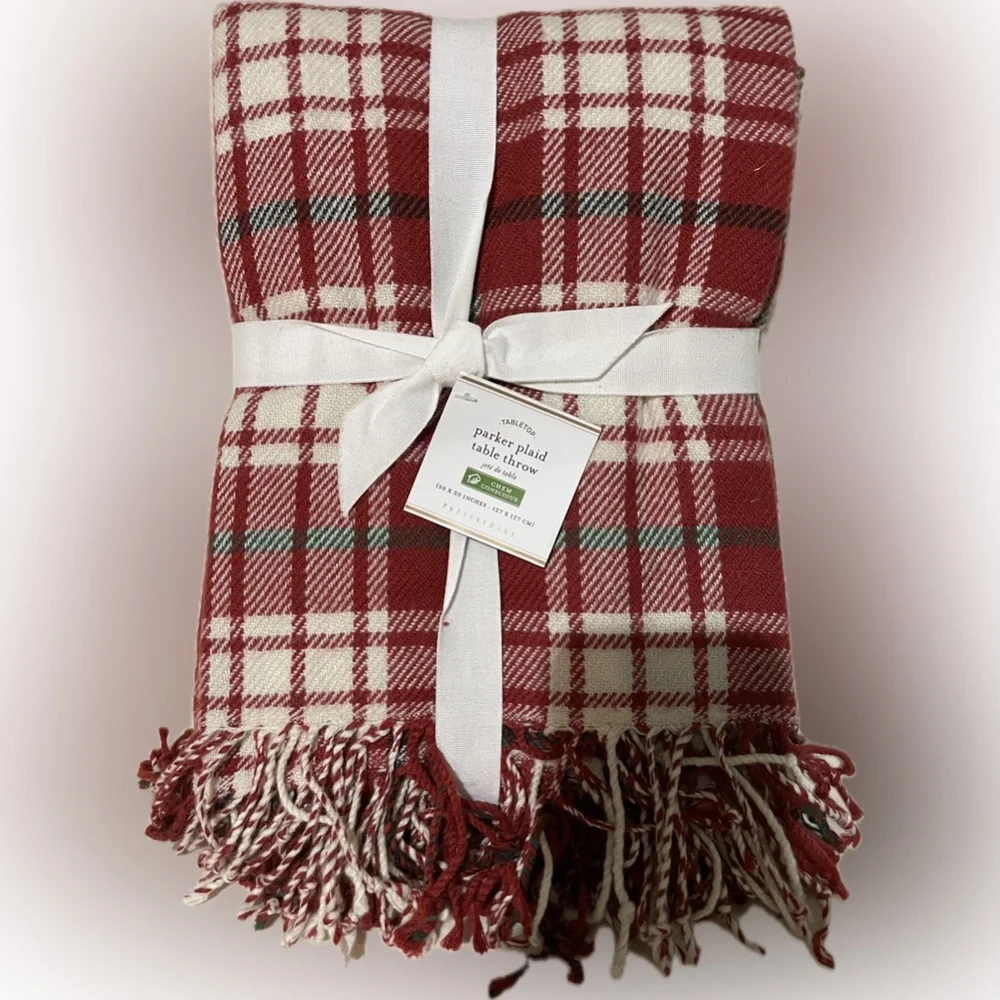 Pottery Barn Parker Plaid Table Throw